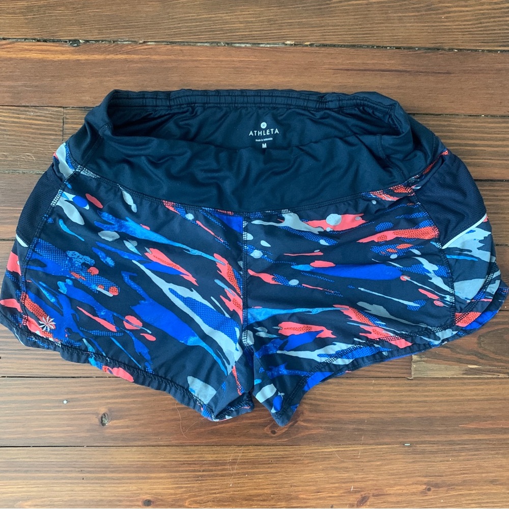 Athleta blue print women’s size medium lined running short